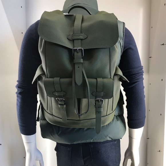 Coach Hudson Leather Backpack, Olive Green, F36811 - Picture 3 of 16